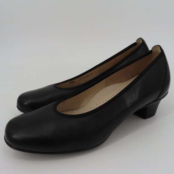 SAS MILANO Women 8.5 M Black Leather Round Toe Heels Pumps Shoes Made in USA - Picture 11 of 12